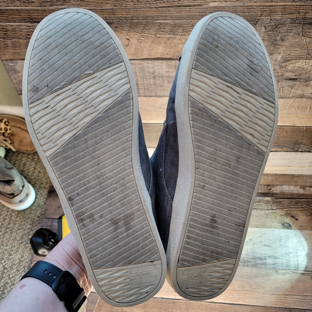 Toms gray men's sneakers with or without laces sz US 10.5 canvas - Picture 9 of 11
